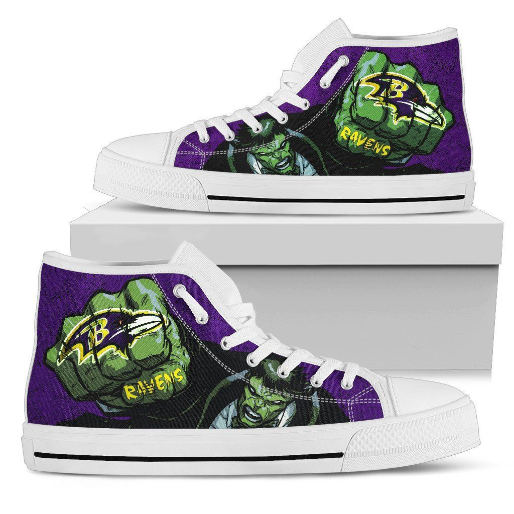 Hulk Punch Baltimore Ravens High Top Shoes Printed For Men And Women - Image 2