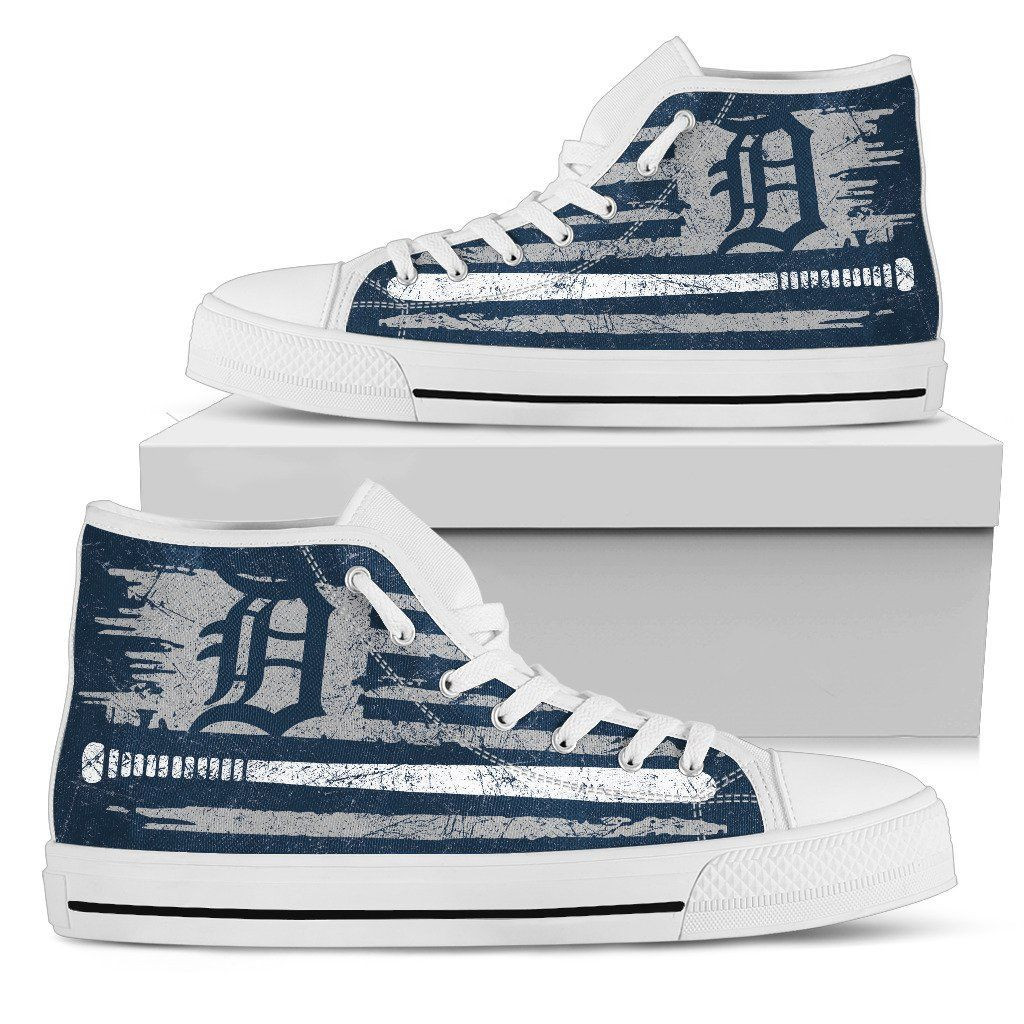 American Flag Vintage Baseball Detroit Tigers High Top Shoes Printed For Men And Women - Image 2