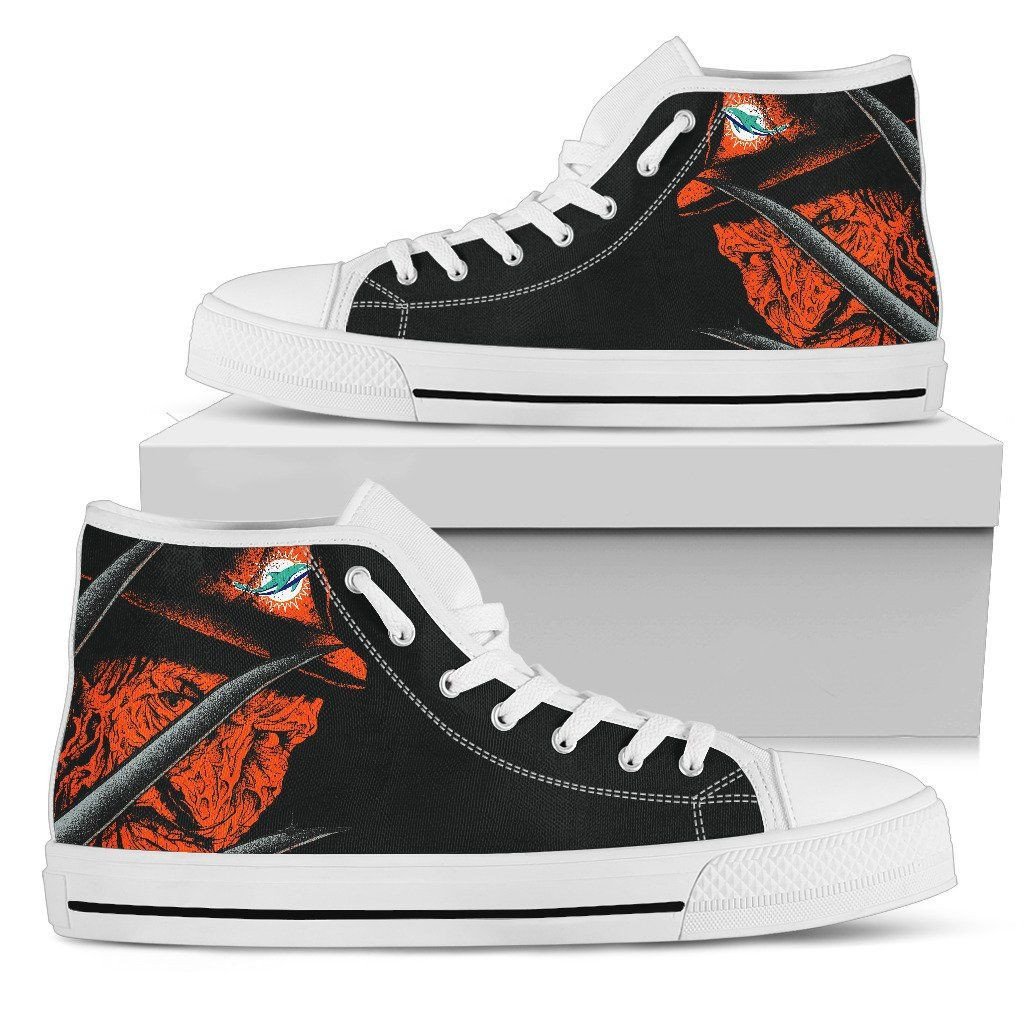 Miami Dolphins Nightmare Freddy Colorful High Top Shoes Printed For Men And Women - Image 2