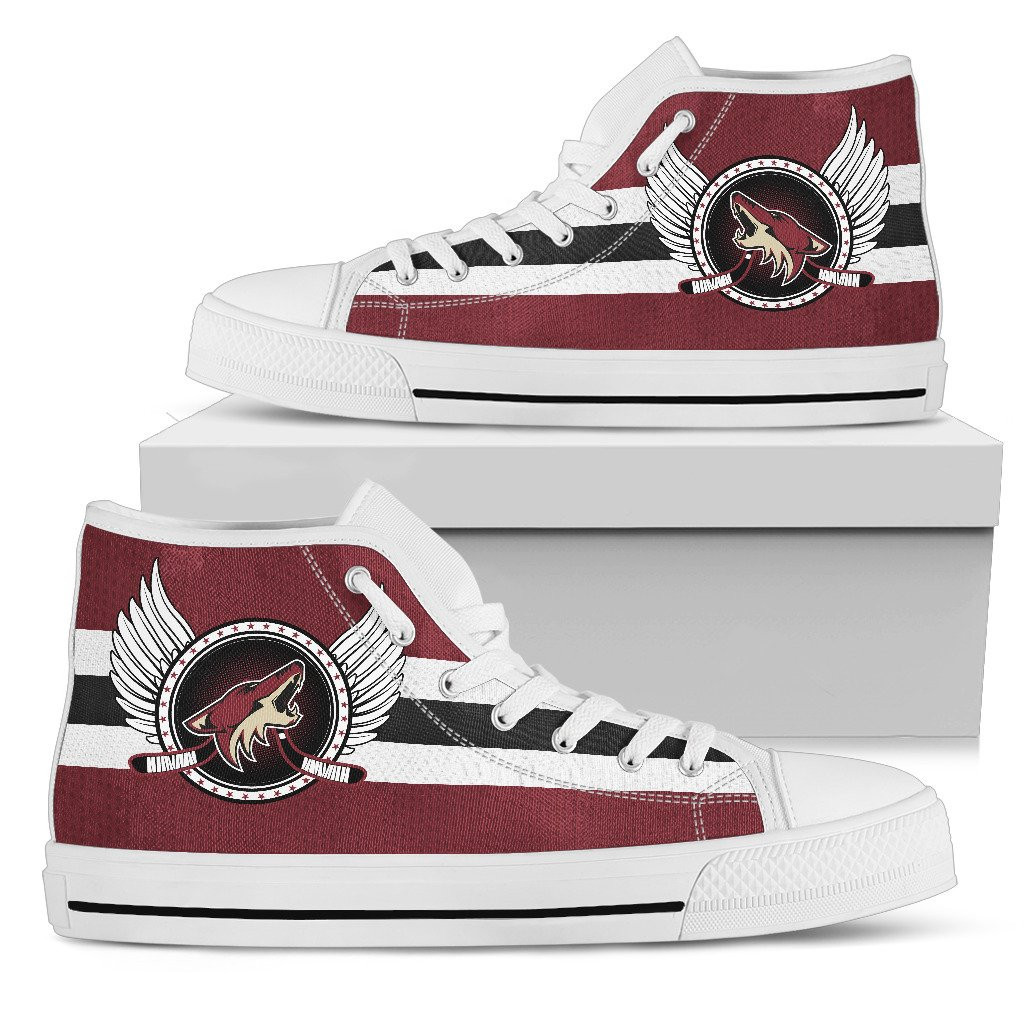 High Top Shoes Printed For Men And Women Arizona Coyotes Logo Vintage Biker Wings - Image 2
