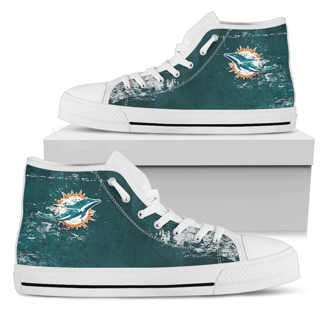Grunge Vintage Logo Miami Dolphins High Top Shoes Printed For Men And Women - Image 2