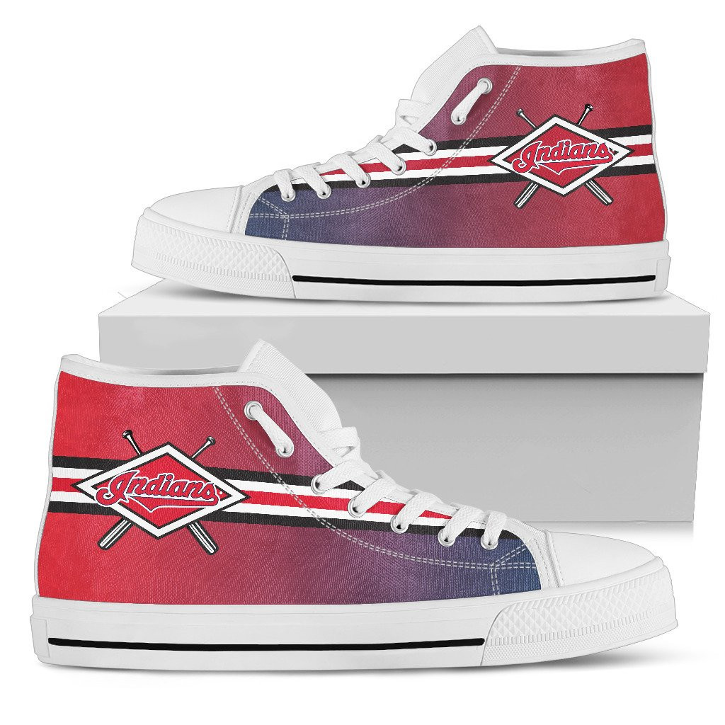 Double Stick Check Cleveland Indians High Top Shoes Printed For Men And Women - Image 2