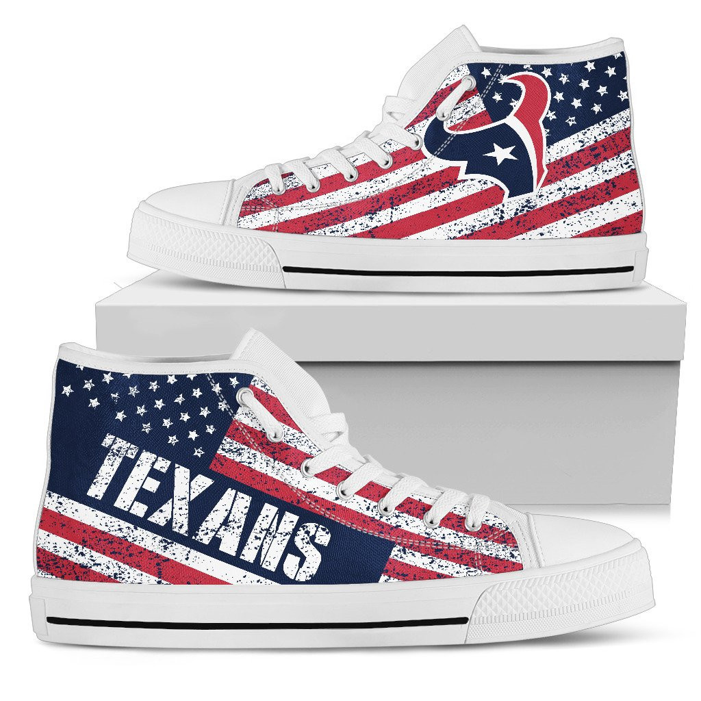 America Flag Italic Vintage Style Houston Texans High Top Shoes Printed For Men And Women - Image 2
