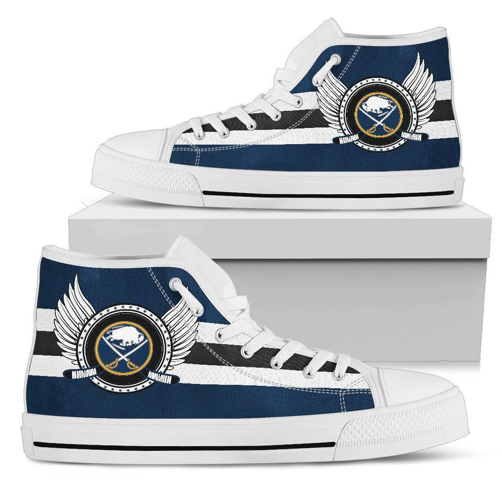 High Top Shoes Printed For Men And Women Buffalo Sabres Logo Vintage Biker Wings - Image 2