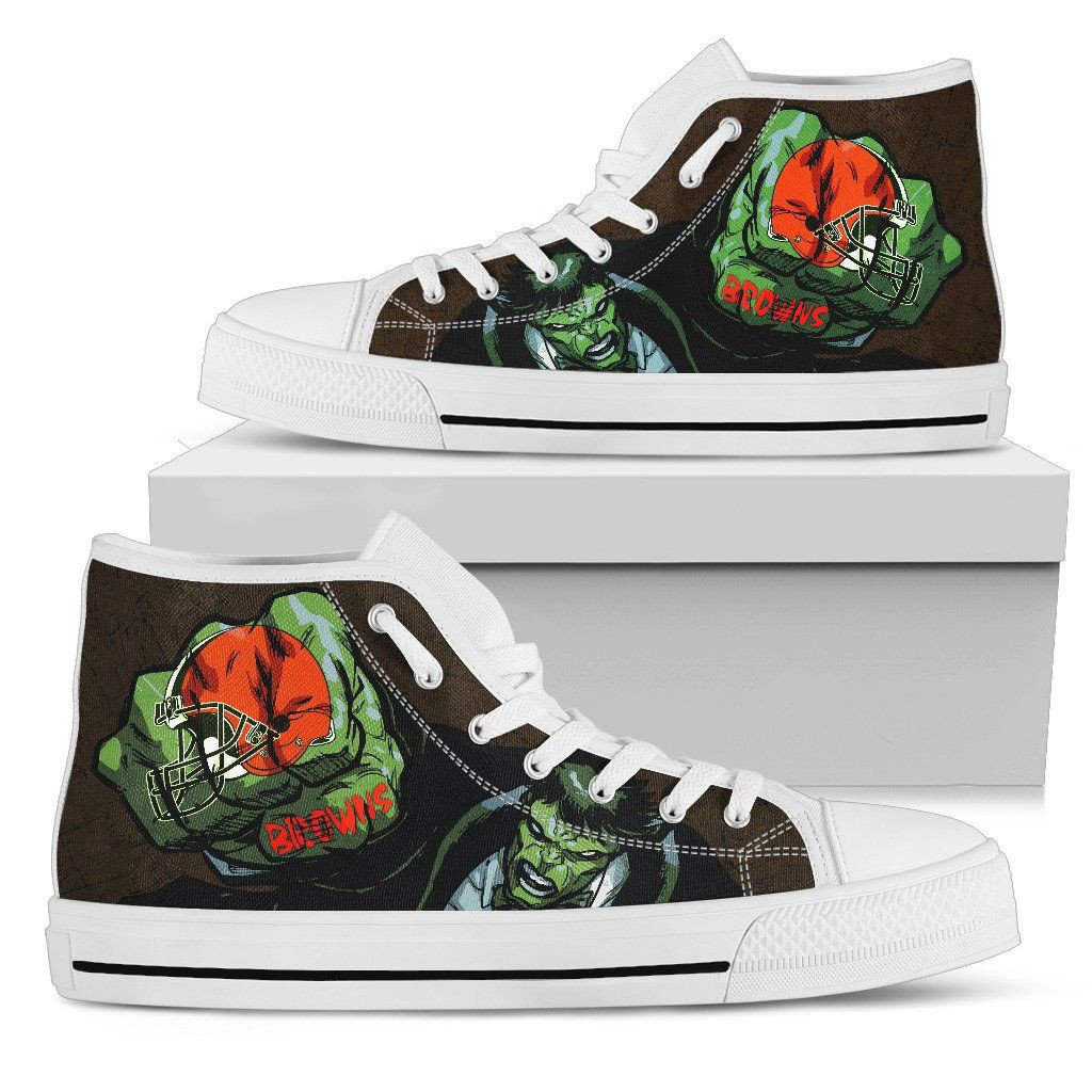Hulk Punch Cleveland Browns High Top Shoes Printed For Men And Women - Image 2