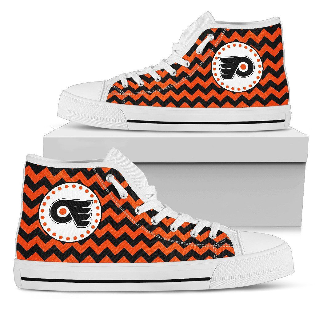 Chevron Broncos Philadelphia Flyers High Top Shoes Printed For Men And Women - Image 2