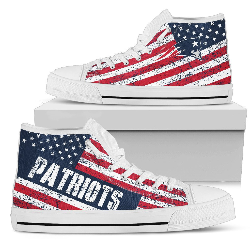 America Flag Italic Vintage Style New England Patriots High Top Shoes Printed For Men And Women - Image 2