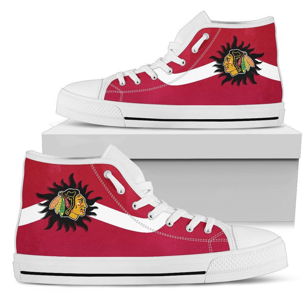 Simple Van Sun Flame Chicago Blackhawks High Top Shoes Printed For Men And Women - Image 2