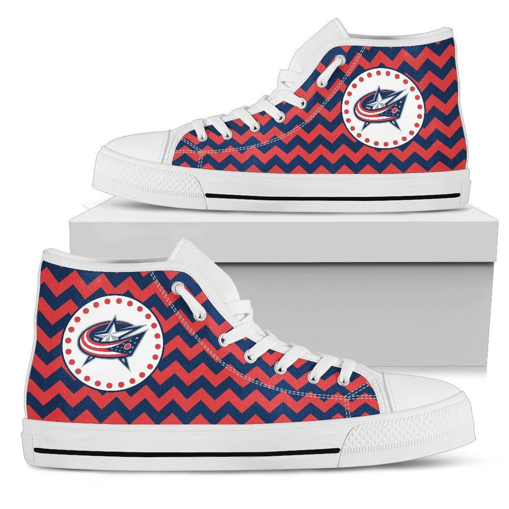 Chevron Broncos Columbus Blue Jackets High Top Shoes Printed For Men And Women - Image 2