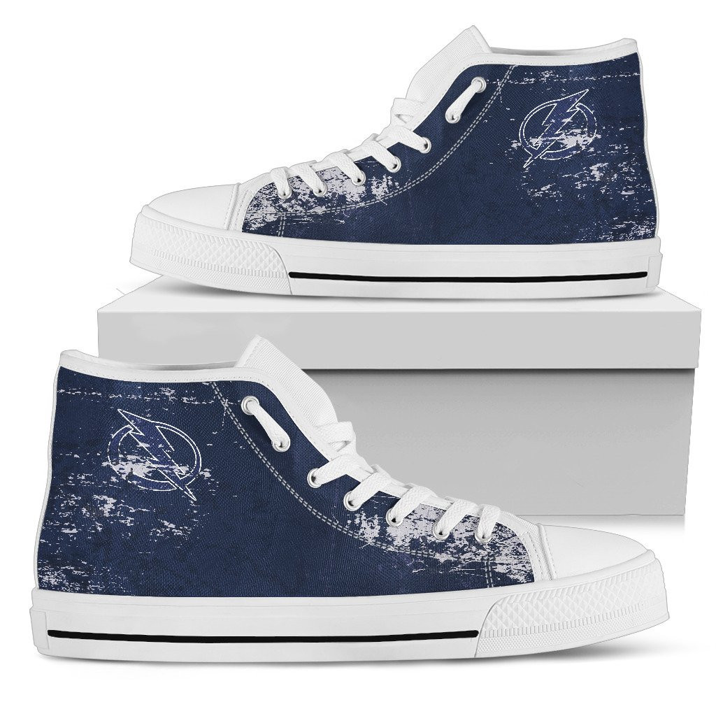 Grunge Vintage Logo Tampa Bay Lightning High Top Shoes Printed For Men And Women - Image 2