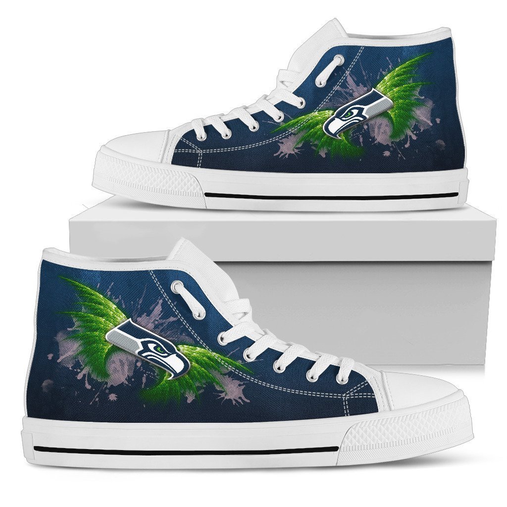Angel Wings Seattle Seahawks High Top Shoes Printed For Men And Women - Image 2