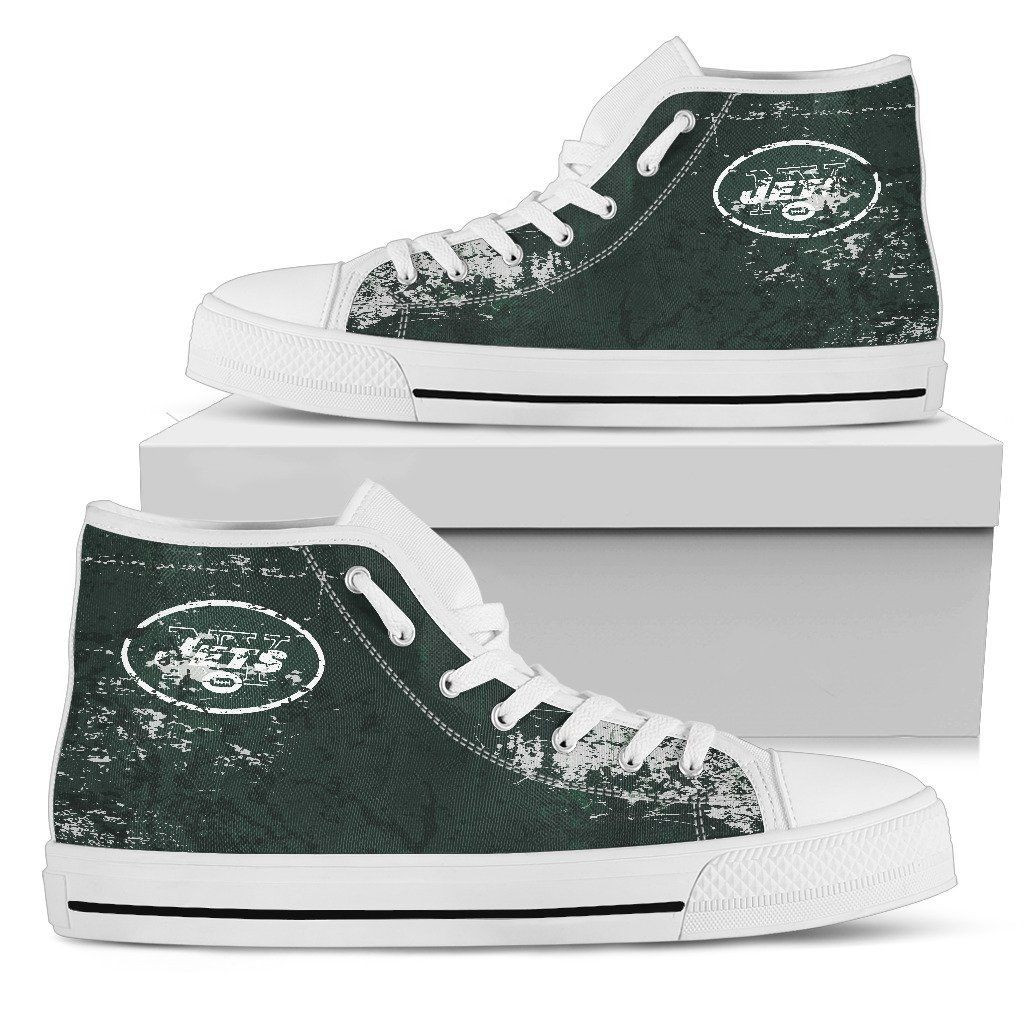 Grunge Vintage Logo New York Jets High Top Shoes Printed For Men And Women - Image 2