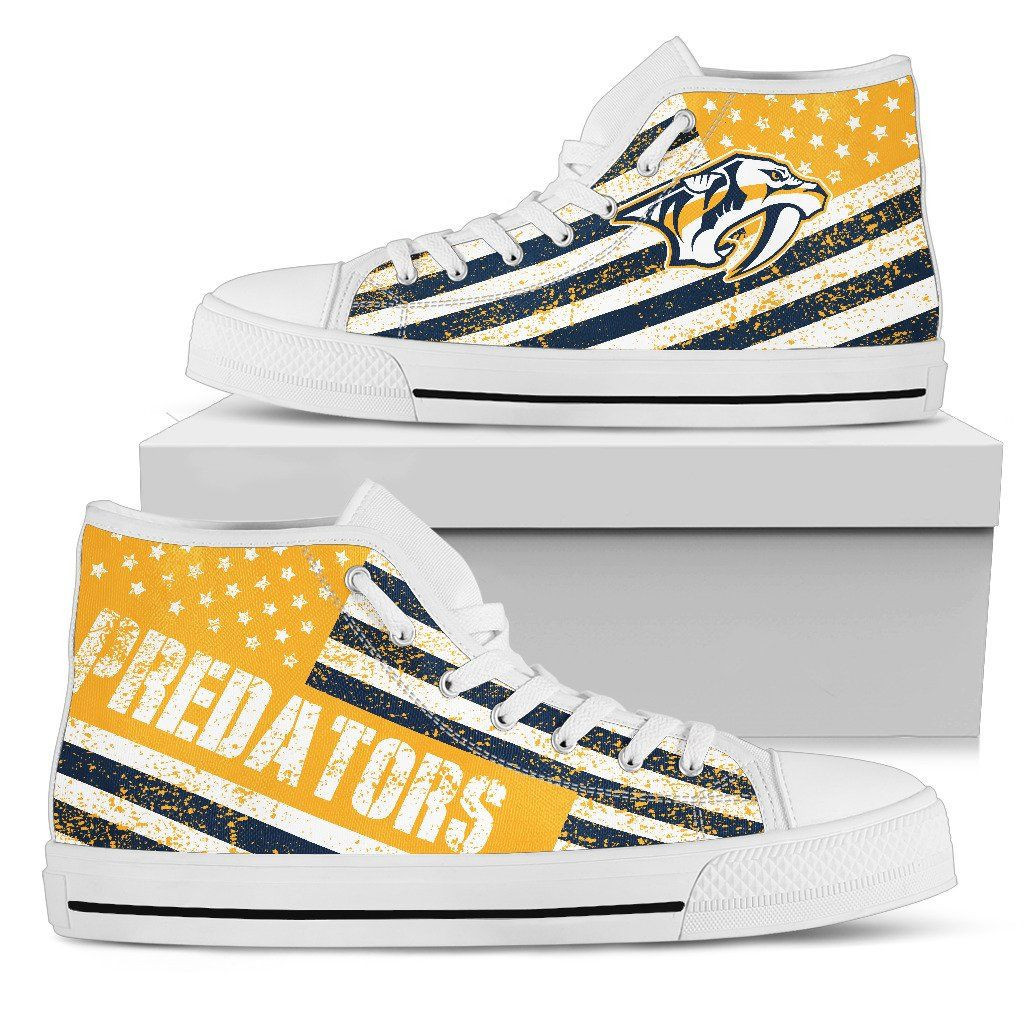 America Flag Italic Vintage Style Nashville Predators High Top Shoes Printed For Men And Women - Image 2