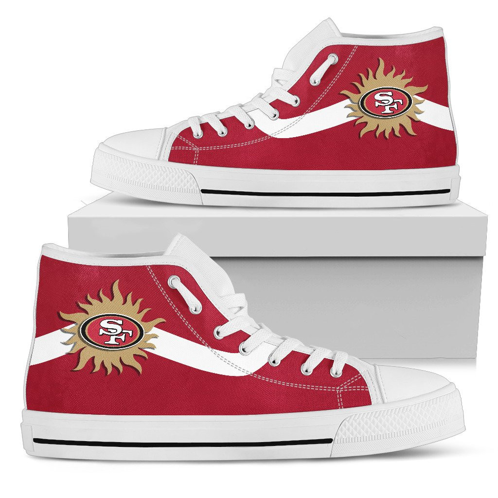 Simple Van Sun Flame San Francisco 49ers High Top Shoes Printed For Men And Women - Image 2