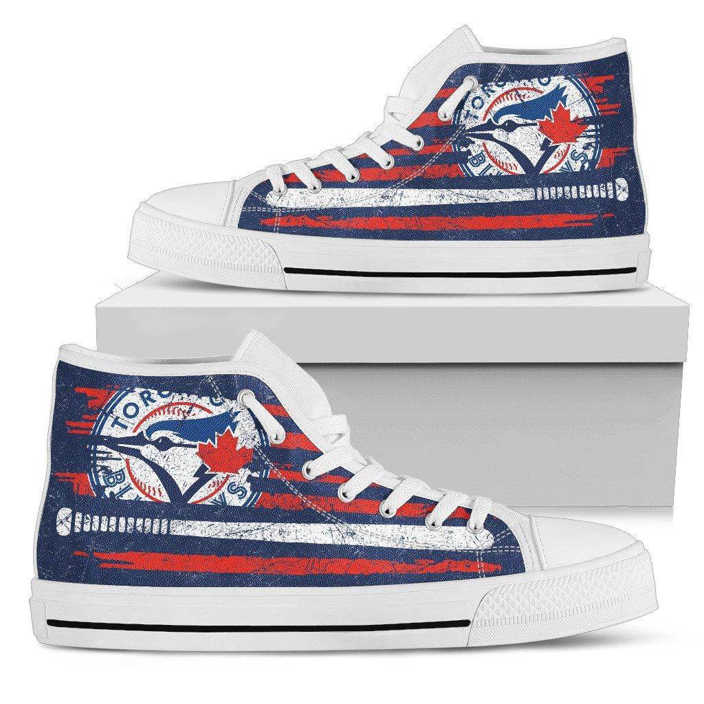 American Flag Vintage Baseball Toronto Blue Jays High Top Shoes Printed For Men And Women - Image 2