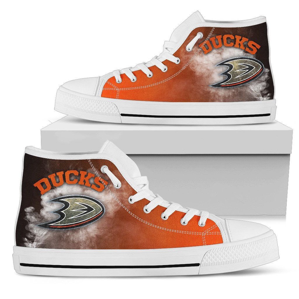 White Smoke Vintage Anaheim Ducks High Top Shoes Printed For Men And Women - Image 2