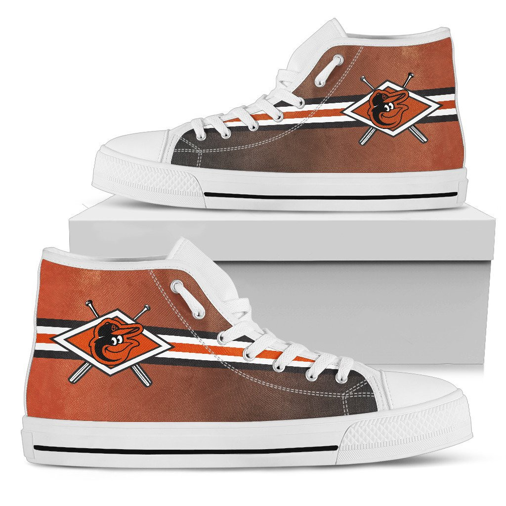 Double Stick Check Baltimore Orioles High Top Shoes Printed For Men And Women - Image 2
