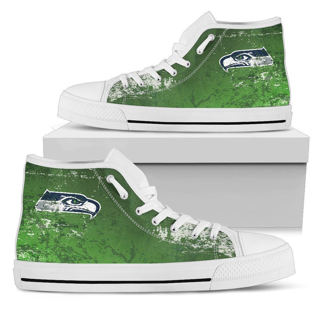 Grunge Vintage Logo Seattle Seahawks High Top Shoes Printed For Men And Women - Image 2