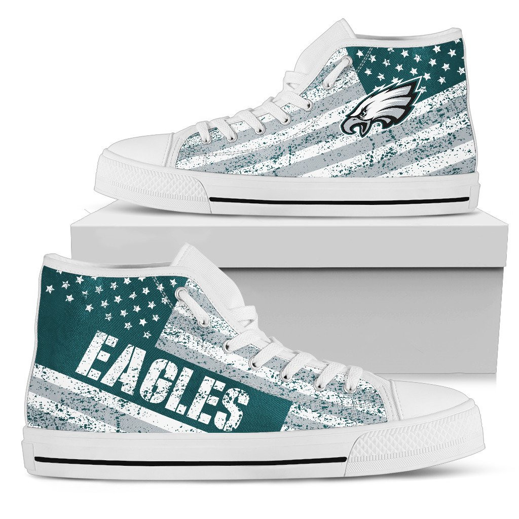 America Flag Italic Vintage Style Philadelphia Eagles High Top Shoes Printed For Men And Women - Image 2