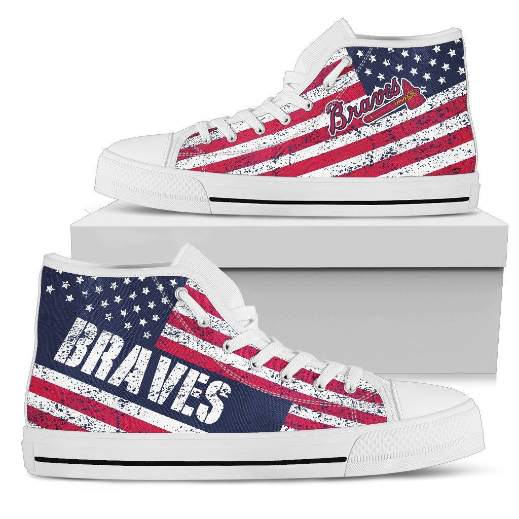 America Flag Italic Vintage Style Atlanta Braves High Top Shoes Printed For Men And Women - Image 2