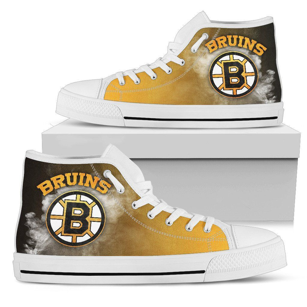 White Smoke Vintage Boston Bruins High Top Shoes Printed For Men And Women - Image 2