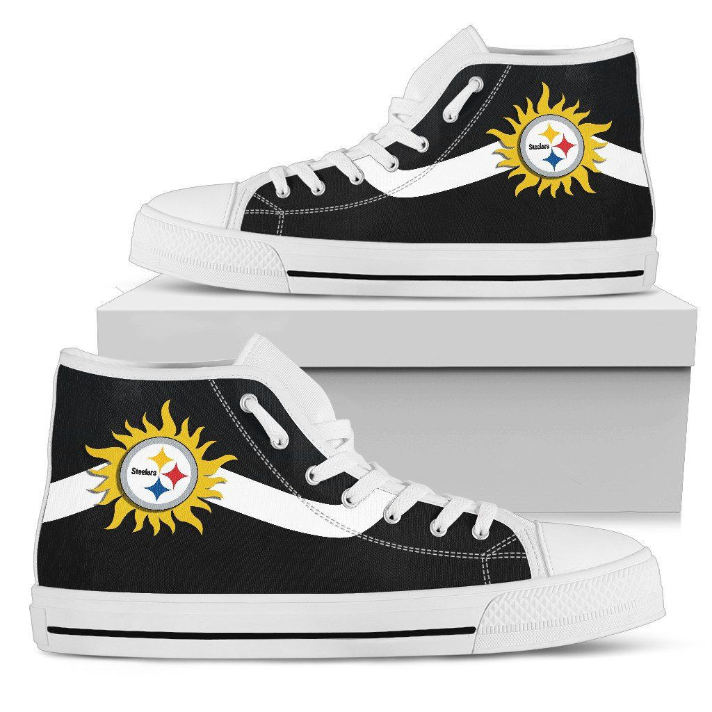 Simple Van Sun Flame Pittsburgh Steelers High Top Shoes Printed For Men And Women - Image 2