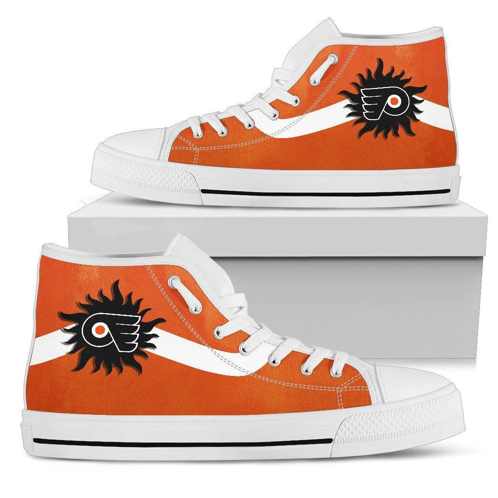 Simple Van Sun Flame Philadelphia Flyers High Top Shoes Printed For Men And Women - Image 2