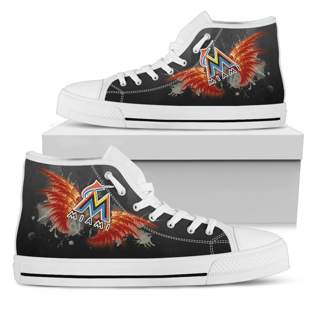 Angel Wings Miami Marlins High Top Shoes Printed For Men And Women - Image 2