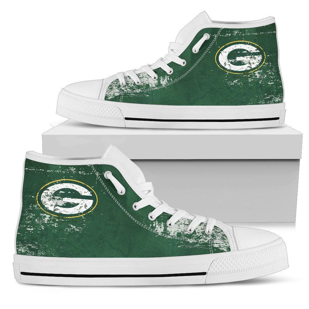 Grunge Vintage Logo Green Bay Packers High Top Shoes Printed For Men And Women - Image 2