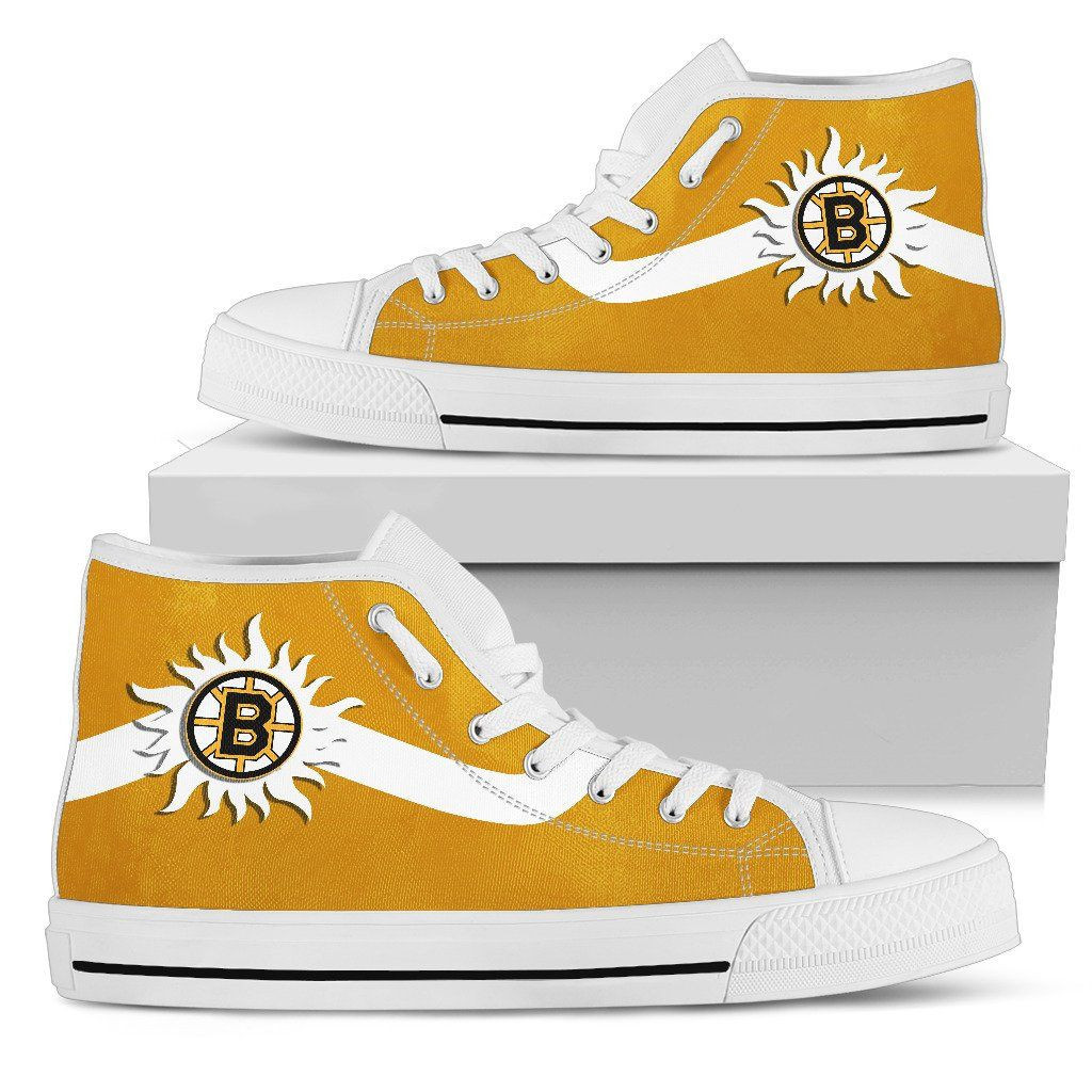 Simple Van Sun Flame Boston Bruins High Top Shoes Printed For Men And Women - Image 2