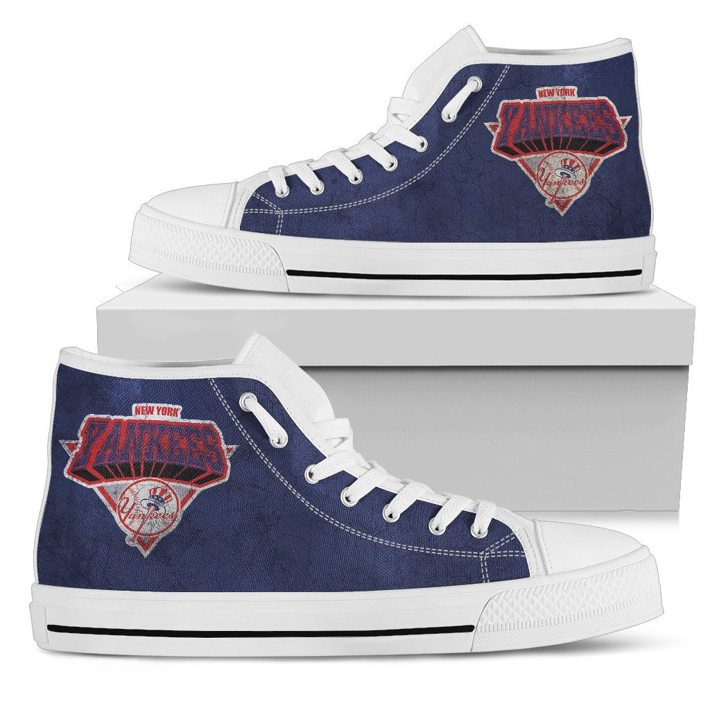3D Simple Logo New York Yankees High Top Shoes Printed For Men And Women - Image 2