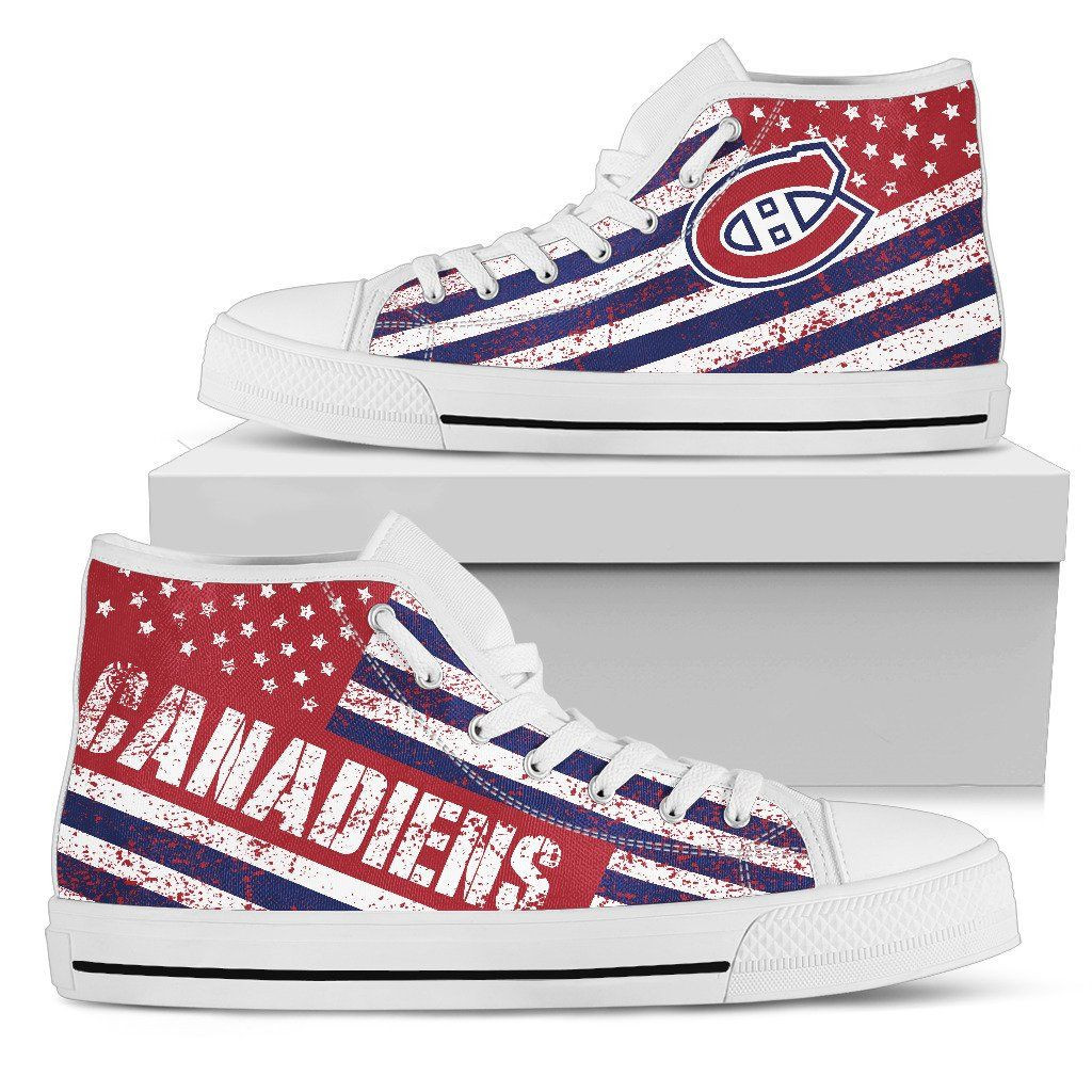 America Flag Italic Vintage Style Montreal Canadiens High Top Shoes Printed For Men And Women - Image 2