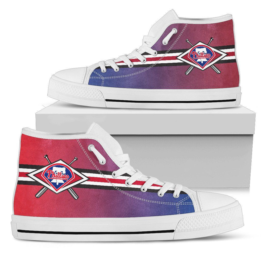 Double Stick Check Philadelphia Phillies High Top Shoes Printed For Men And Women - Image 2