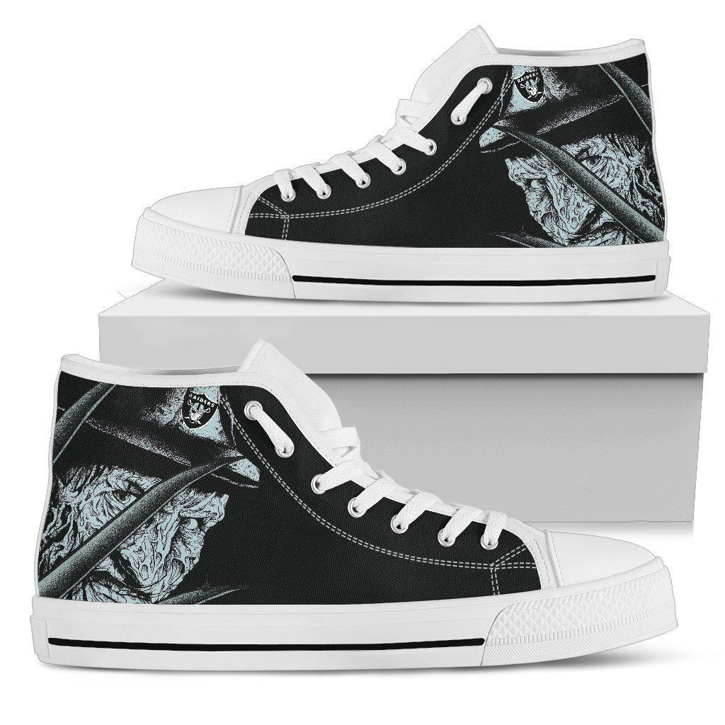 Oakland Raiders Nightmare Freddy Colorful High Top Shoes Printed For Men And Women - Image 2