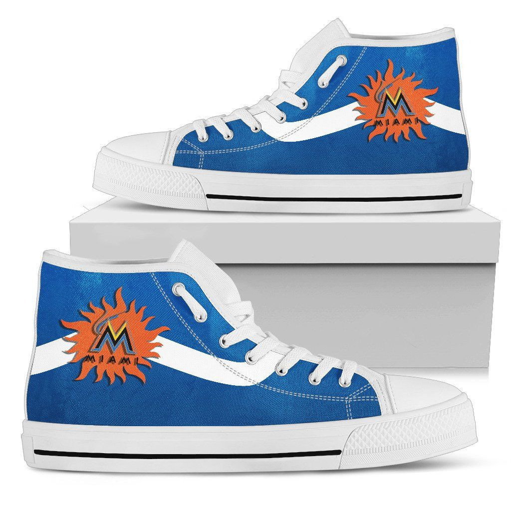Simple Van Sun Flame Miami Marlins High Top Shoes Printed For Men And Women - Image 2