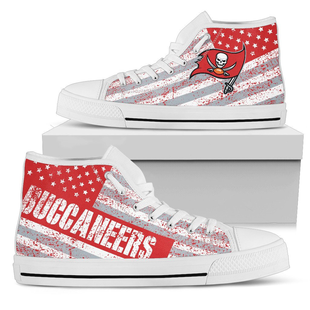 America Flag Italic Vintage Style Tampa Bay Buccaneers High Top Shoes Printed For Men And Women - Image 2