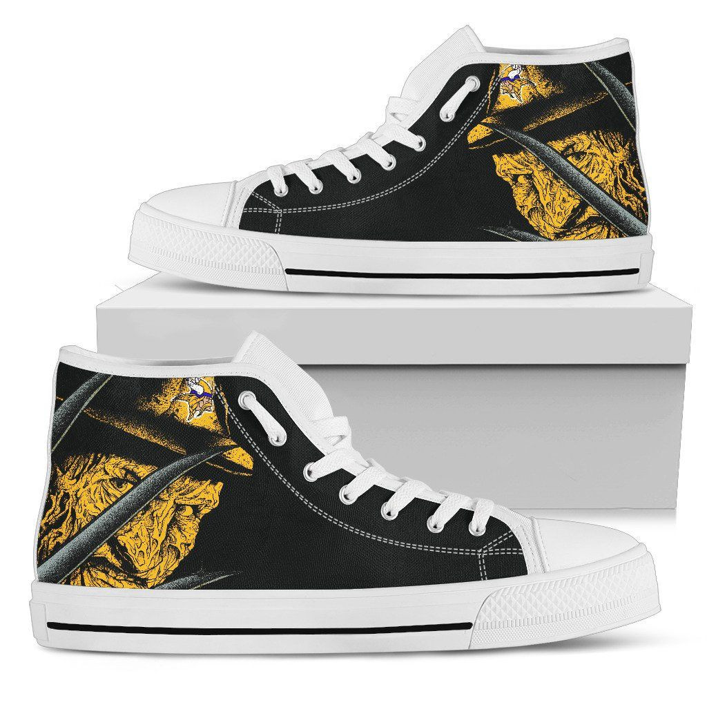 Minnesota Vikings Nightmare Freddy Colorful High Top Shoes Printed For Men And Women - Image 2