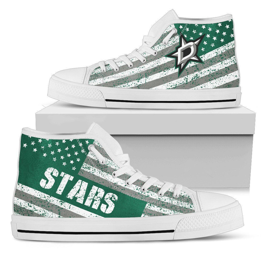 America Flag Italic Vintage Style Dallas Stars High Top Shoes Printed For Men And Women - Image 2