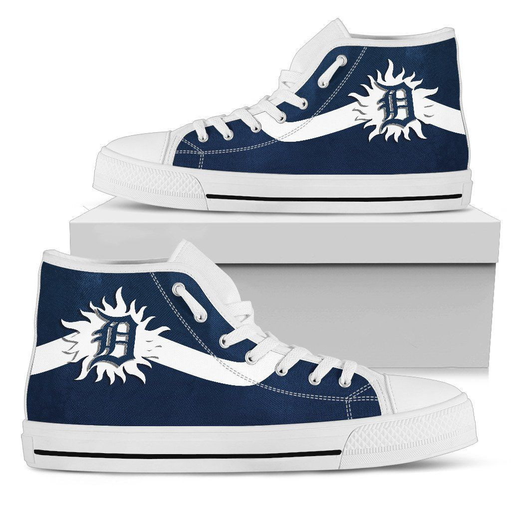 Simple Van Sun Flame Detroit Tigers High Top Shoes Printed For Men And Women - Image 2