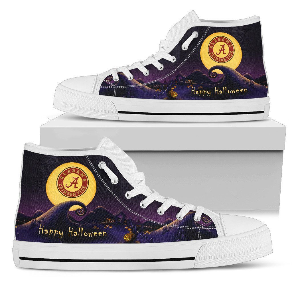 Before Christmas Nightmare Halloween Moonlight Alabama Crimson Tide High Top Shoes Printed For Men And Women - Image 2