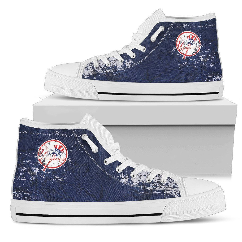 Grunge Vintage Logo New York Yankees High Top Shoes Printed For Men And Women - Image 2