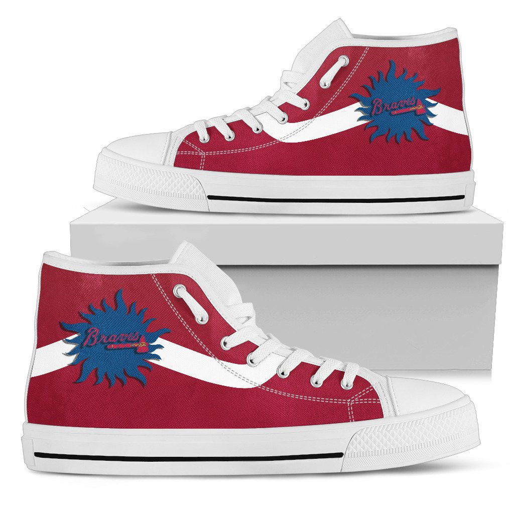 Simple Van Sun Flame Atlanta Braves High Top Shoes Printed For Men And Women - Image 2