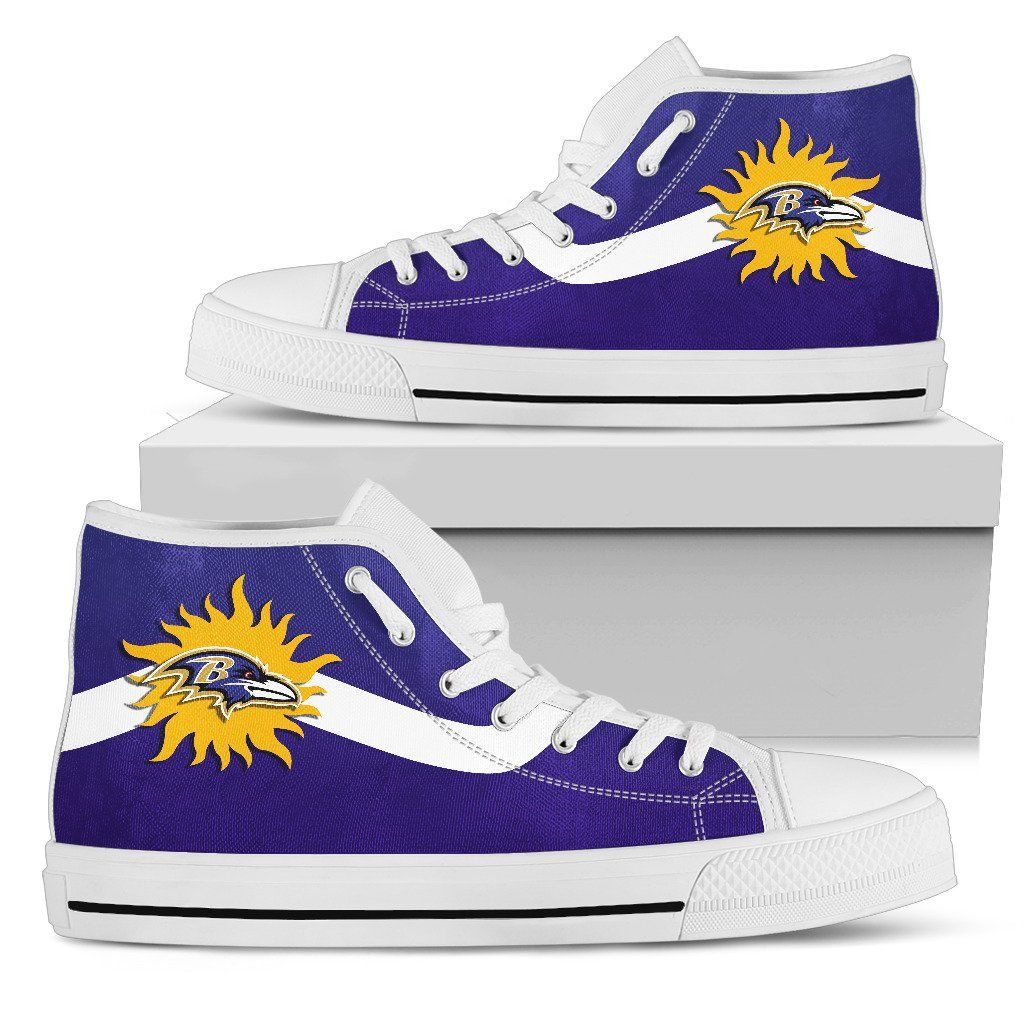 Simple Van Sun Flame Baltimore Ravens High Top Shoes Printed For Men And Women - Image 2
