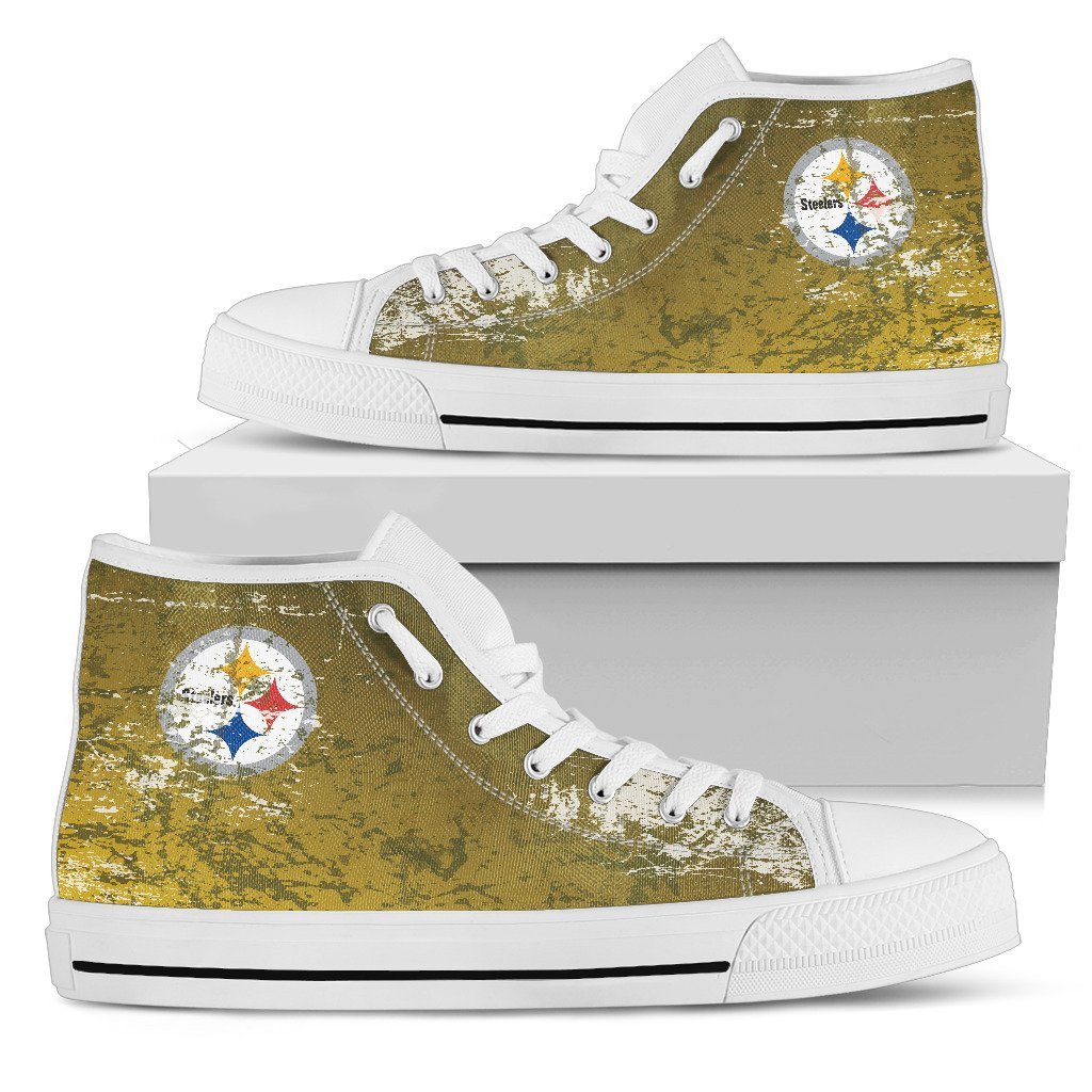 Grunge Vintage Logo Pittsburgh Steelers High Top Shoes Printed For Men And Women - Image 2