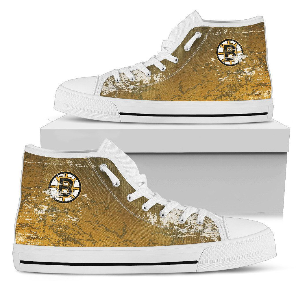 Grunge Vintage Logo Boston Bruins High Top Shoes Printed For Men And Women - Image 2
