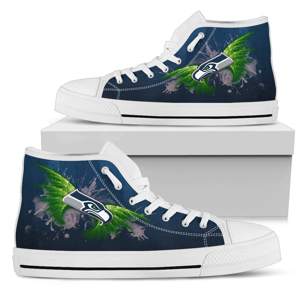 Angel Wings Seattle Seahawks High Top Shoes Printed For Men And Women - Image 2