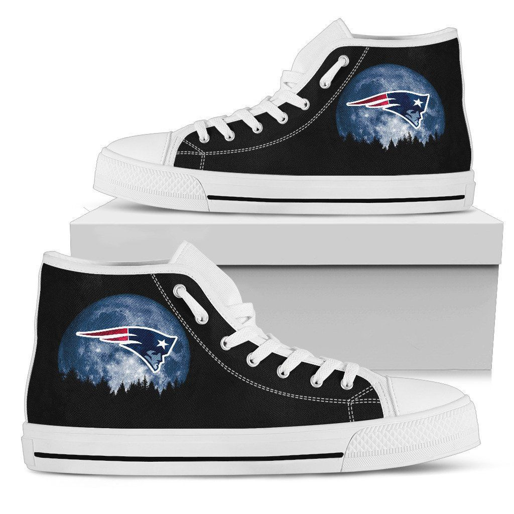 Halloween Orange Moon Mystery New England Patriots High Top Shoes Printed For Men And Women - Image 2