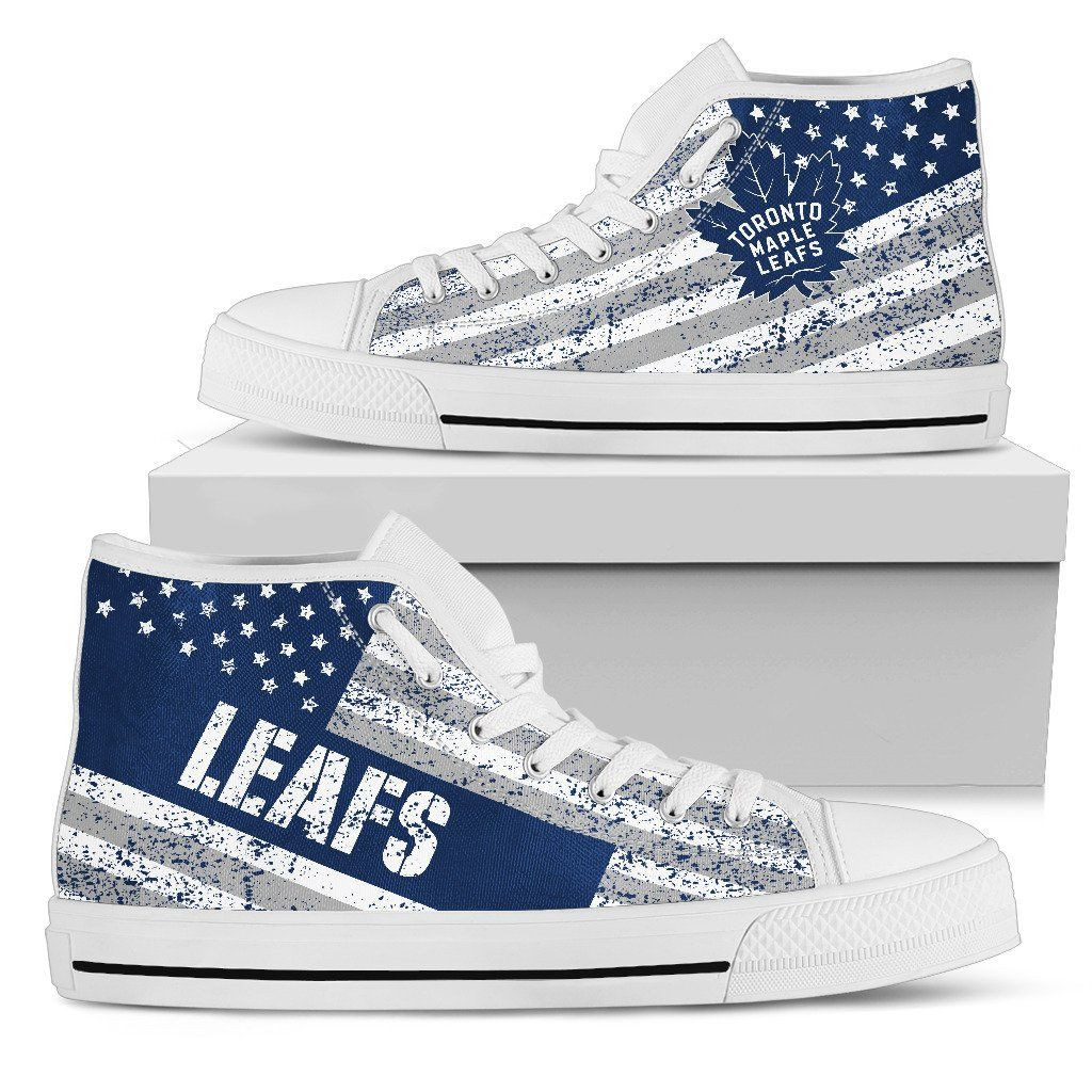 America Flag Italic Vintage Style Toronto Maple Leafs High Top Shoes Printed For Men And Women - Image 2