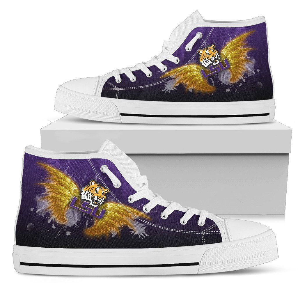 Angel Wings LSU Tigers High Top Shoes Printed For Men And Women - Image 2