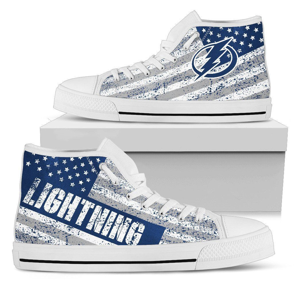 America Flag Italic Vintage Style Tampa Bay Lightning High Top Shoes Printed For Men And Women - Image 2